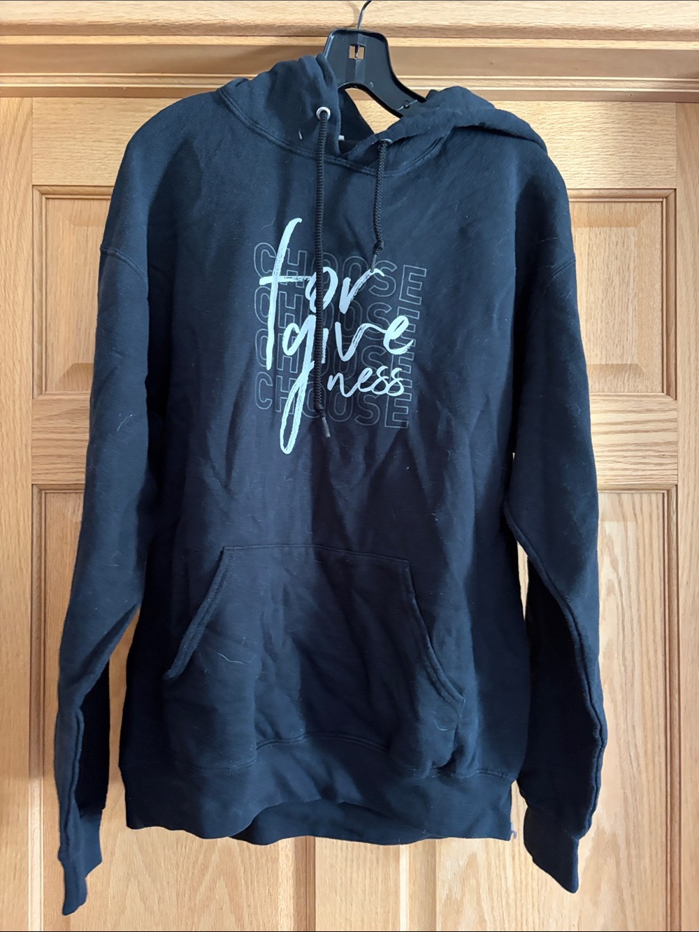Black "Choose Forgiveness" Graphic Hoodie - Casual Men’s Pullover
